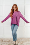 Simple Silhouette Brushed Hacci Sweater in Light Plum - Maple Row Boutique