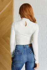 Simple Situation Mock Neck Bodysuit in White Pearl - Maple Row Boutique 