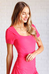 They're Not Like Us Square Neck Bodysuit in Flamingo Pink - Maple Row Boutique 