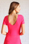 They're Not Like Us Square Neck Bodysuit in Flamingo Pink - Maple Row Boutique 