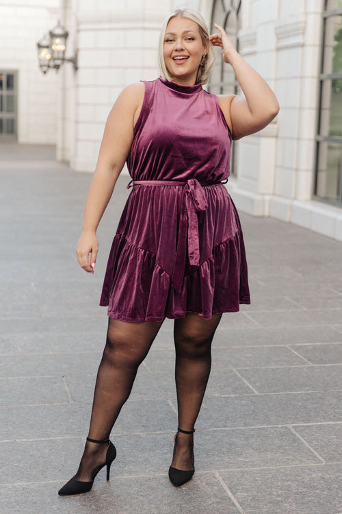 Tied In A Bow Velvet Dress - Maple Row Boutique 