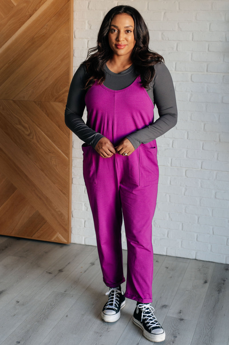 Totally Me Spaghetti Strap Jumpsuit in Light Plum - Maple Row Boutique 