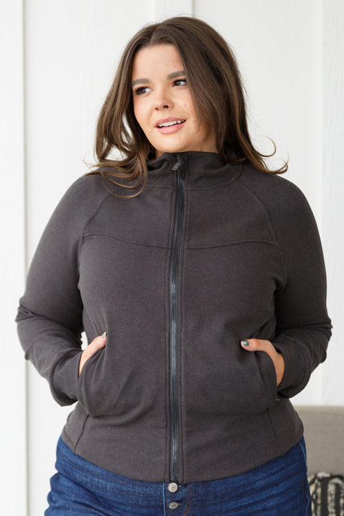 Where Are You Zip Up Jacket in Black - Maple Row Boutique