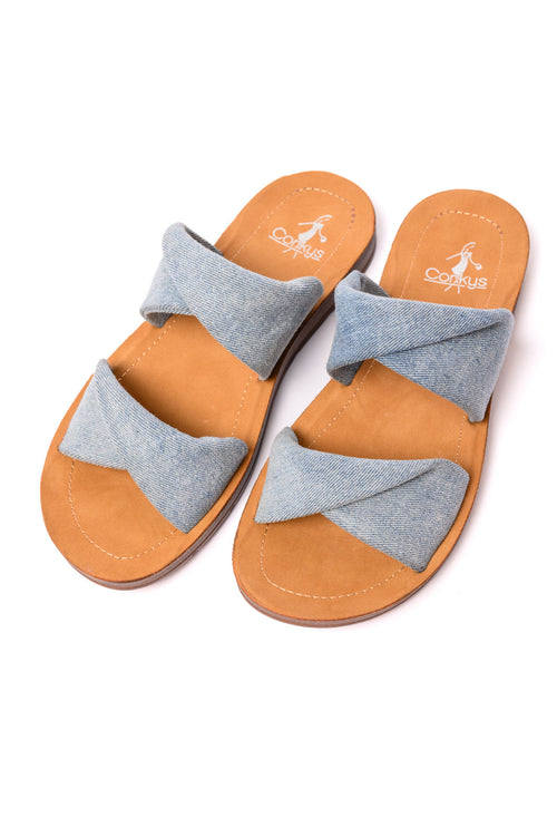 With a Twist Sandal in Denim - Maple Row Boutique 