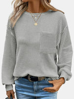 Round Neck Long Sleeve T-Shirt - Maple Row Boutique 