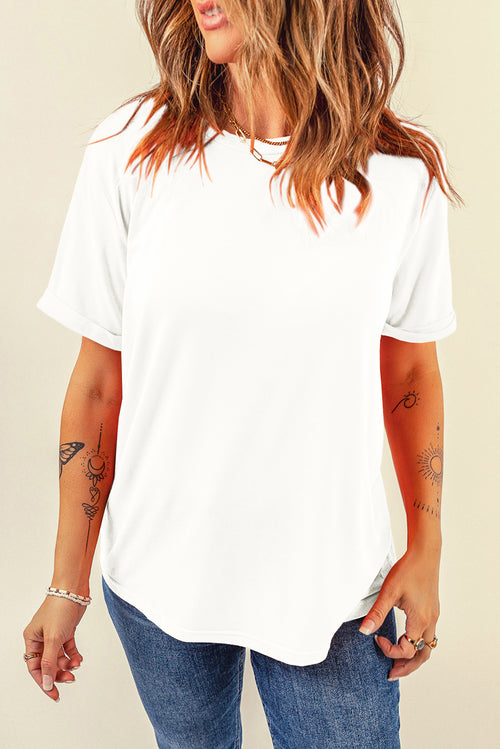 Round Neck Short Sleeve T-Shirt - Maple Row Boutique 
