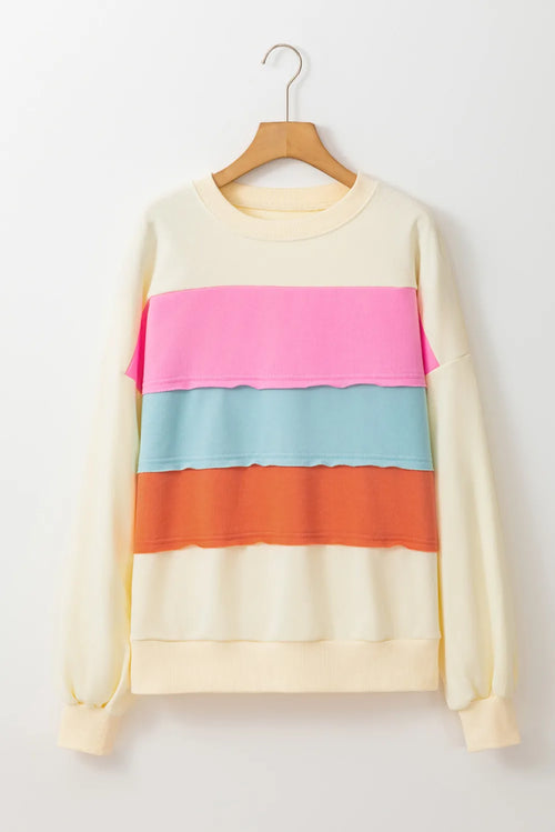 Color Block Long Sleeve Sweatshirt - Maple Row Boutique 