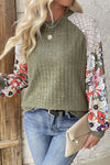 Printed Round Neck Long Sleeve Top - Maple Row Boutique 