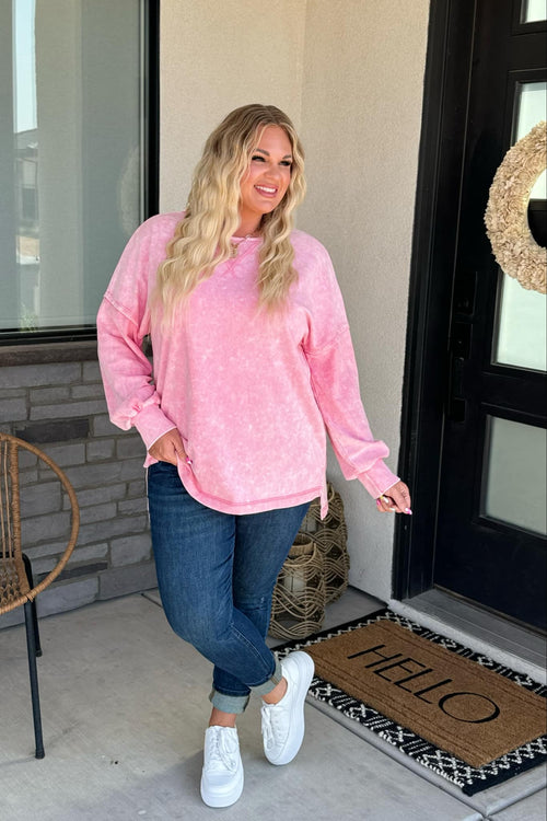 PREORDER: Luna Mineral Wash Sweatshirt in Two Colors - Maple Row Boutique 