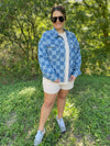 Checkered Denim Jacket - Maple Row Boutique