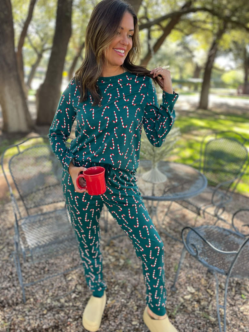 Candy Cane Pajama Pants Set - Maple Row Boutique