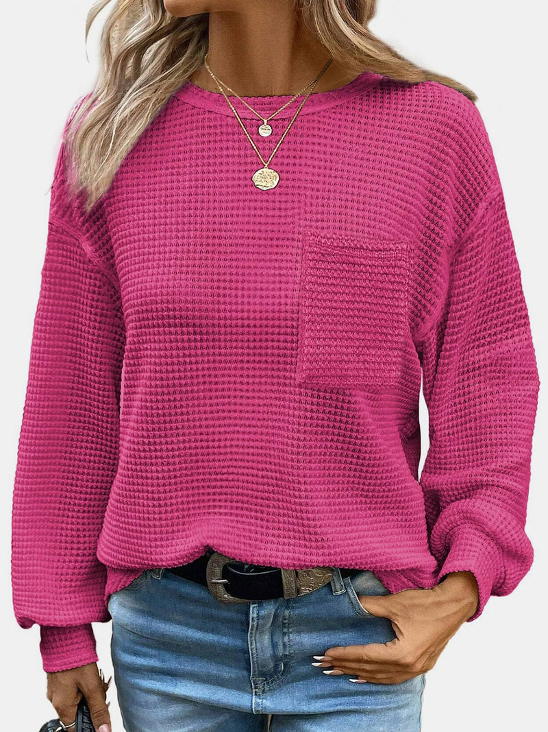 Round Neck Long Sleeve T-Shirt - Maple Row Boutique 