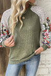 Printed Round Neck Long Sleeve Top - Maple Row Boutique 