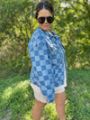 Checkered Denim Jacket - Maple Row Boutique