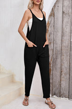 Pocketed Scoop Neck Spaghetti Strap Overalls - Maple Row Boutique 