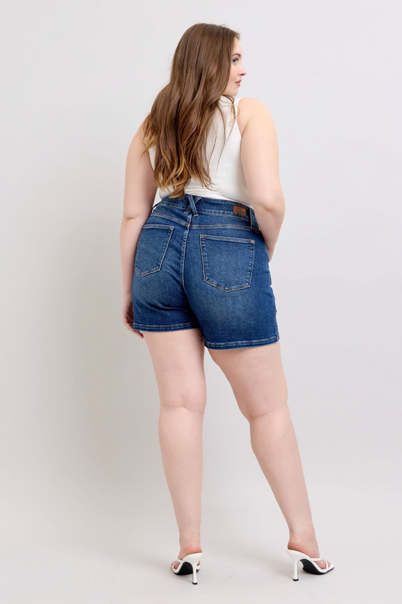 Judy Blue Full Size Double Button Waistband Denim Shorts Plus Size - Maple Row Boutique