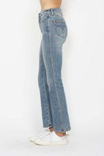 Judy Blue Full Size Tummy Control Back Embroidered Pocketed Bootcut Jeans Plus Size - Maple Row Boutique