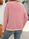 Mandy Striped Round Neck Long Sleeve Sweater - Maple Row Boutique 