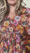 So Long, Farewell Balloon Sleeve Floral Dress - Maple Row Boutique