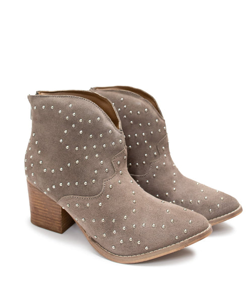 Twilight Studded Heeled Ankle Boot in Taupe - Maple Row Boutique 