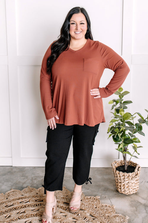 Soft V Neck Top In Amber Glow - Maple Row Boutique