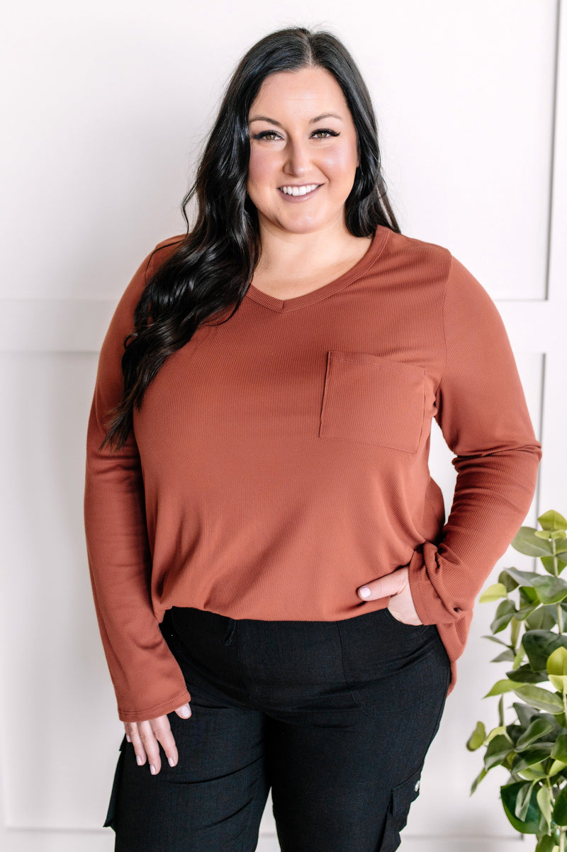 Soft V Neck Top In Amber Glow - Maple Row Boutique