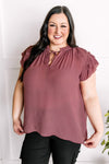 Ruffled Flutter Sleeve Top In Rose - Maple Row Boutique