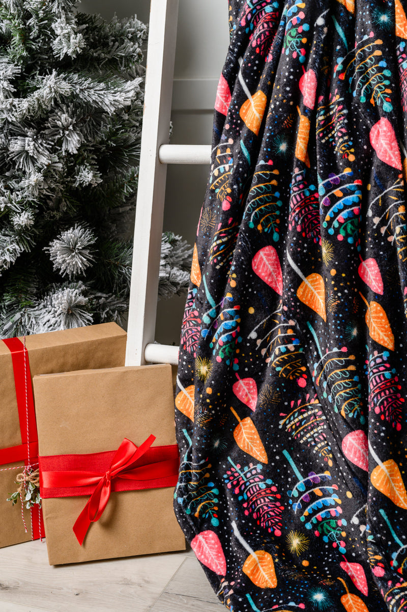 Holiday Fleece Blanket in Neon Trees - Maple Row Boutique 