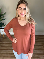 Soft V Neck Top In Amber Glow - Maple Row Boutique