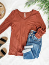 Soft V Neck Top In Amber Glow - Maple Row Boutique