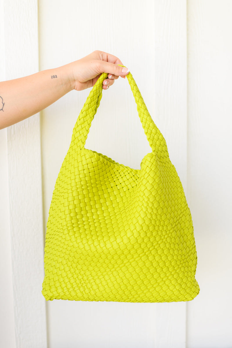 Woven and Worn Tote in Citron - Maple Row Boutique 